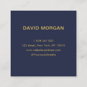 プロフェッショナル弁護士ジャスティスロゴ海軍と金ゴールド スクエア名刺 (裏面)