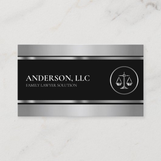 プロフェッショナル弁護士ブラック&シルバースケール 名刺 (正面)