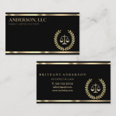 プロフェッショナル弁護士ブラック&金ゴールドスケール 名刺 (正面/裏面)