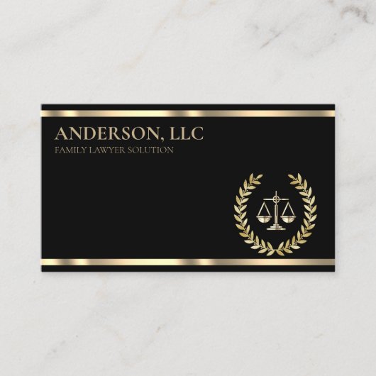 プロフェッショナル弁護士ブラック&金ゴールドスケール 名刺 (正面)