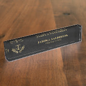 プロフェッショナル弁護士弁護士ジャスティススケールブラック デスクネームプレート (側面)