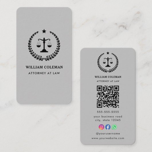 プロフェッショナル弁護士弁護士法規模範Qrコード 名刺 (正面/裏面)