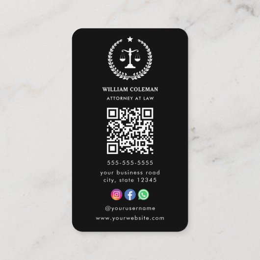 プロフェッショナル弁護士弁護士法規模範Qrコード 名刺 (裏面)