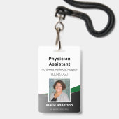 プロフェッショナル従業員の黒と緑のIDバッジ バッジ (正面（ネックストラップ付）)