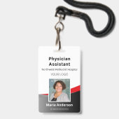 プロフェッショナル従業員の黒と赤のIDバッジ バッジ (ストラップ付き表面)