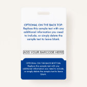 プロフェッショナル従業員ロゴ写真バーコード濃い青 バッジ (裏面)