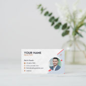 プロフェッショナル従業員写真白実在赤不動産 名刺 (スタンド正面)