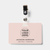 プロフェッショナル従業員ID赤面ピンクカンパニーロゴ バッジ (正面 （クリップ付）)