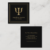 プロフェッショナル心理学者金ゴールドPsiシンボル スクエア名刺 (正面/裏面)