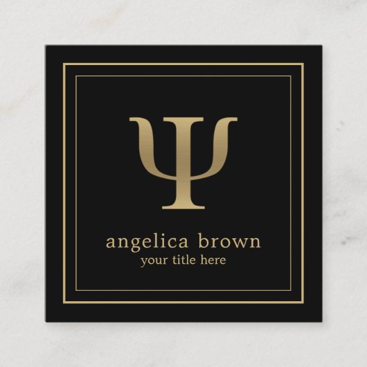 プロフェッショナル心理学者金ゴールドPsiシンボル スクエア名刺 (正面)