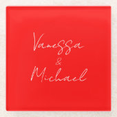 プロフェッショナル手書き名カスタム結婚式 ガラスコースター (正面)