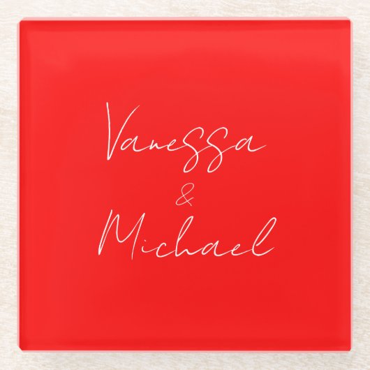 プロフェッショナル手書き名カスタム結婚式 ガラスコースター (正面)