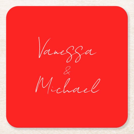プロフェッショナル手書き名カスタム結婚式 スクエアペーパーコースター (正面)