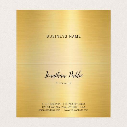 プロフェッショナル手書き名前金ゴールドモダン エレガント 名刺 (内部フラット)