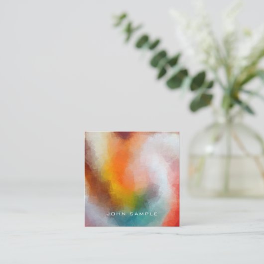 プロフェッショナル抽象芸術アートプレミアムシックラグジュアリ スクエア名刺 (スタンド正面)