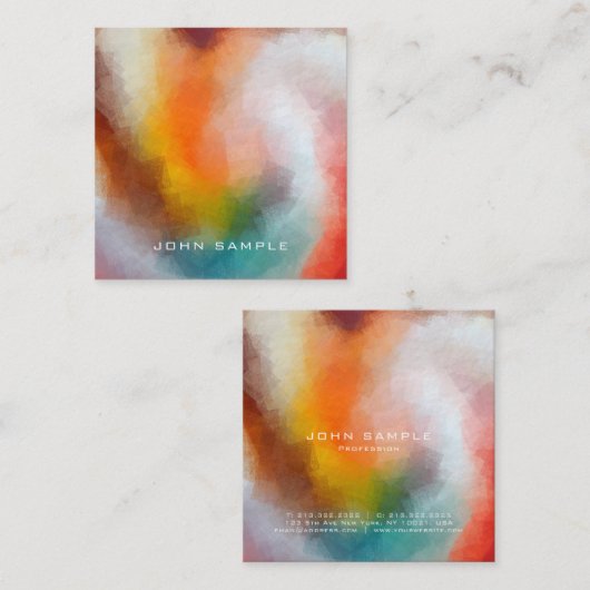 プロフェッショナル抽象芸術アートプレミアムシックラグジュアリ スクエア名刺 (正面/裏面)