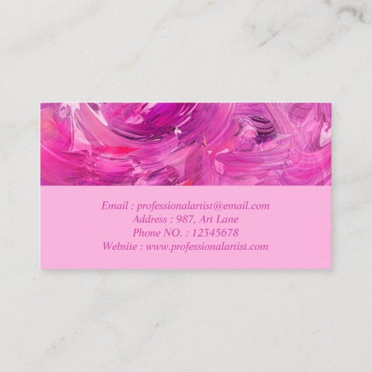 プロフェッショナル抽象芸術アートモダンパープルピンク 名刺 (裏面)