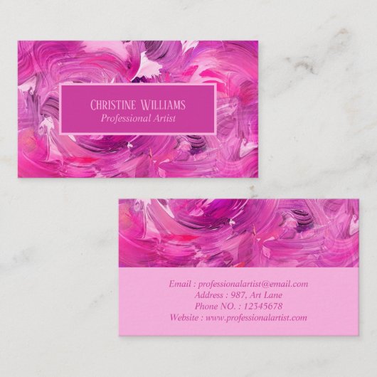 プロフェッショナル抽象芸術アートモダンパープルピンク 名刺 (正面/裏面)