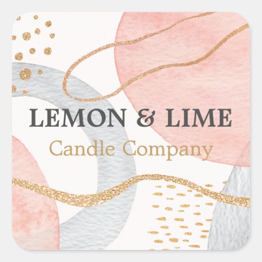 プロフェッショナル抽象芸術パステルウォーターカラー金ゴールドピンク スクエアシール (正面)