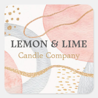 プロフェッショナル抽象芸術パステルウォーターカラー金ゴールドピンク スクエアシール