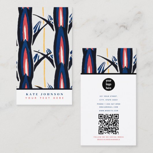 プロフェッショナル抽象芸術レトロヴィンテージウォーターカラーアート 名刺 (正面/裏面)