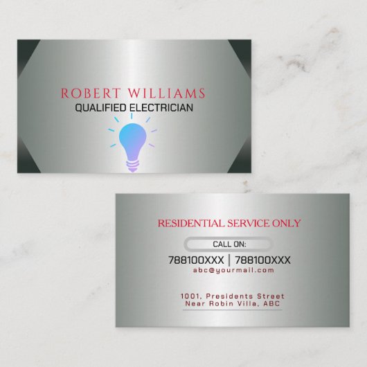 プロフェッショナル探し電気技師名刺 名刺 (正面/裏面)