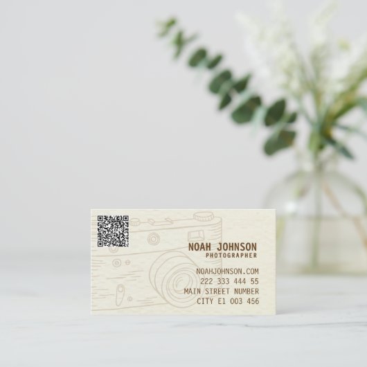 プロフェッショナル撮影カメラフォトグラファーQR 名刺 (スタンド正面)