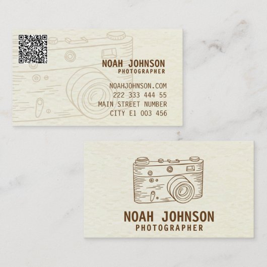 プロフェッショナル撮影カメラフォトグラファーQR 名刺 (正面/裏面)