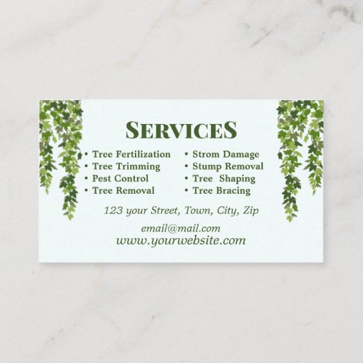 プロフェッショナル景観樹木サービス名刺 名刺 (裏面)
