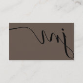 プロフェッショナル曲率茶色ブラックスクリプトモノグラム 名刺 (裏面)