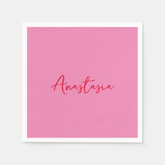 プロフェッショナル書名カスタムピンク スタンダードカクテルナプキン (正面)