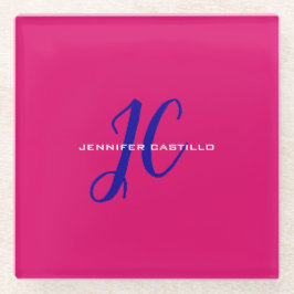 プロフェッショナル書道スクリプトモノグラムガーリー ガラスコースター