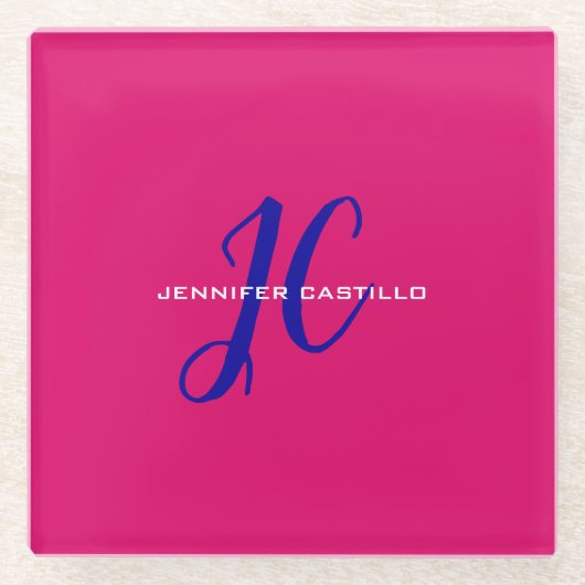 プロフェッショナル書道スクリプトモノグラムガーリー ガラスコースター (正面)