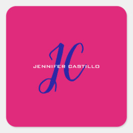 プロフェッショナル書道スクリプトモノグラムガーリー スクエアシール