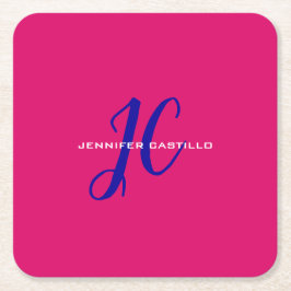 プロフェッショナル書道スクリプトモノグラムガーリー スクエアペーパーコースター