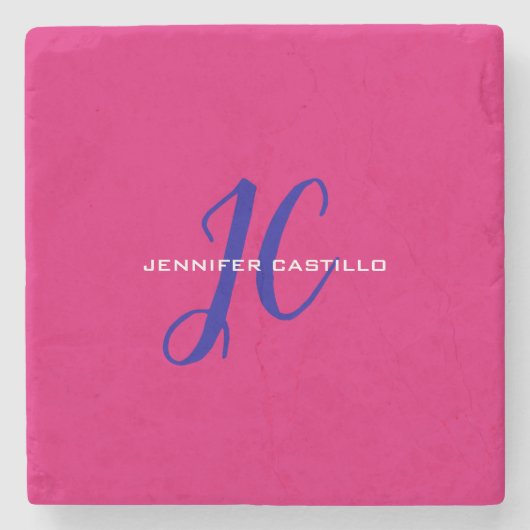 プロフェッショナル書道スクリプトモノグラムガーリー ストーンコースター (正面)