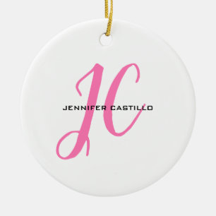プロフェッショナル書道スクリプトモノグラムガーリー セラミックオーナメント