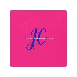 プロフェッショナル書道スクリプトモノグラムガーリー メタルプリント