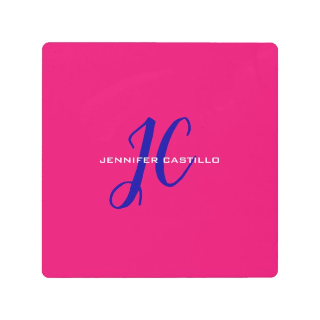 プロフェッショナル書道スクリプトモノグラムガーリー メタルプリント (正面)