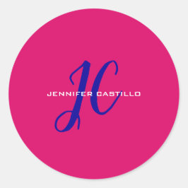 プロフェッショナル書道スクリプトモノグラムガーリー ラウンドシール