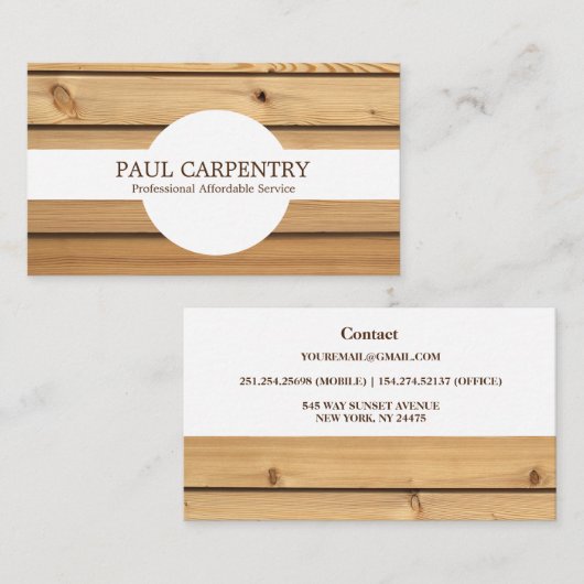 プロフェッショナル木工大工名刺 名刺 (正面/裏面)