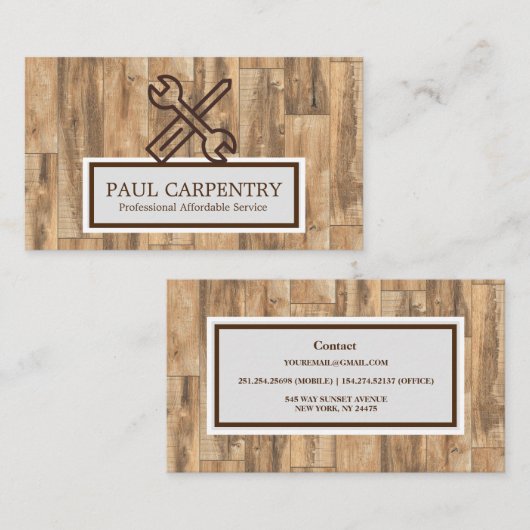 プロフェッショナル木工大工名刺 名刺 (正面/裏面)