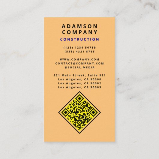 プロフェッショナル木目ルック – ロゴ/ QRコード 名刺 (裏面)