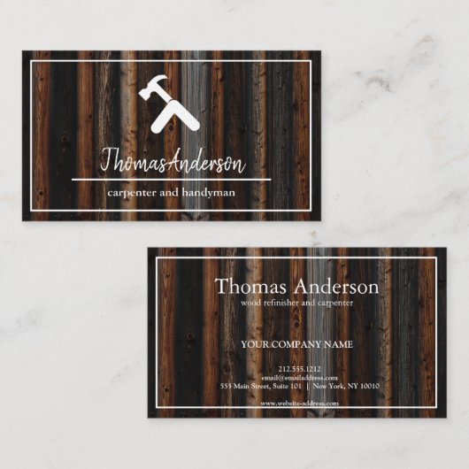 プロフェッショナル木目素朴大工 名刺 (正面/裏面)