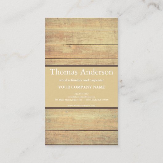 プロフェッショナル木目風化木材ミニマリスト 名刺 (裏面)
