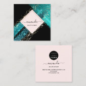 プロフェッショナル枠金ゴールド美しいロゴトロピックブラック スクエア名刺 (正面/裏面)