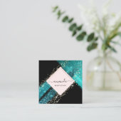 プロフェッショナル枠金ゴールド美しいロゴトロピックブラック スクエア名刺 (スタンド正面)