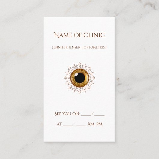 プロフェッショナル検眼用アポイントメント茶色い目 名刺 (正面)