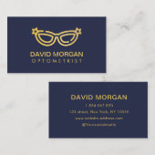 プロフェッショナル検眼金ゴールド眼鏡ロゴネイビー 名刺 (正面/裏面)