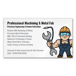 プロフェッショナル機械加工金属加工のキャラクター マグネット名刺